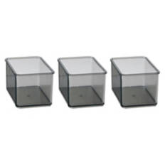 3 Pack Small Storage Bins, Clear Gray