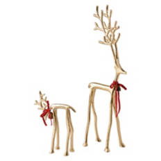 2 Piece Holiday Reindeer Set - Gold Finish, S & M