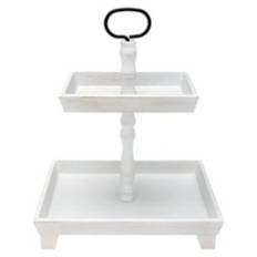 Square White Tiered Tray