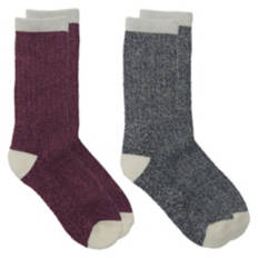 2 Pack Ladies Thermal Socks - Grey & Purple, 4-10