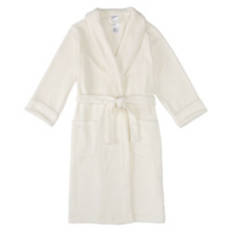 Ladies Micro Plush Bathrobe - White, L/XL