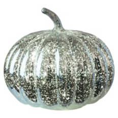 8" x 7" LED Glass Pumpkin - Silver