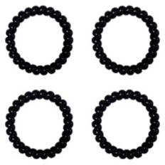 4 Pack Fitness Hair Accessories - Curly Hair Ties, Black