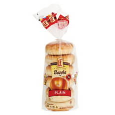 Pre-sliced Plain  Bagels, 6 count