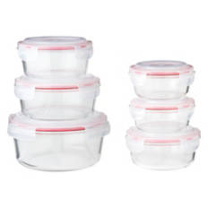 12 Piece Round Glass Bowls - Red