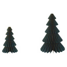 Set of 2 Holiday Paper Trees, Green with Gold Accent