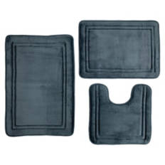 3 Piece Memory Foam Bath Mats, Charcoal