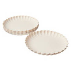 4 Pack Scalloped Dinnerware Plates, Beige