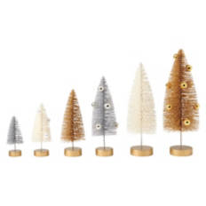 6 Piece Metallic Bottlebrush Tree Set
