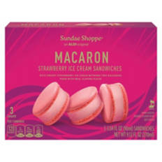 Macaron Strawberry Ice Cream Sandwiches, 3 count