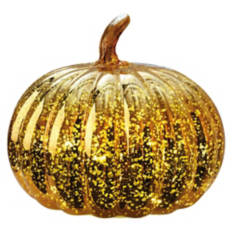 8" x 7" LED Glass Pumpkin - Orange
