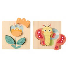 2 Pack Wooden Puzzles - Flower & Butterfly