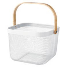 2 Pack Small Metal Storage Baskets, White
