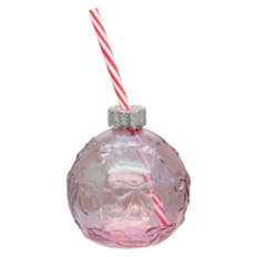 Holiday Ornament Glass Sipper - Pink