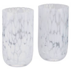 2 Pack Confetti Tall Glassware, White