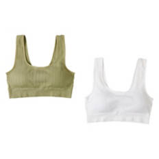 2 Pack Ladies Everyday Seamless Bra - White & Green, S