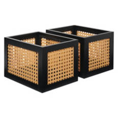 2 Pack Artisan Cane Storage Bins, Black