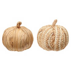 2 Pack Woven Pumpkins - Light Braided Cattail & Blonde Ash Cattail