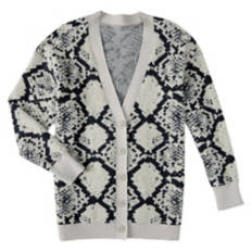 Ladies Button Front Cardigan - Snakeskin, L/XL