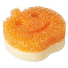 Dual Sided Pumpkin Shaped Scrubber & Sponge, Orange