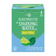 Lime Mint Flavored Electrolyte Sparkling Water - 4 pack, 12 fl oz can