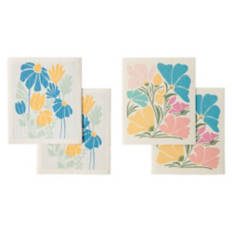 4 Piece Swedish Dish Cloths - Floral Print
