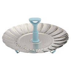 Collapsible Stainless Steel Steamer, Blue