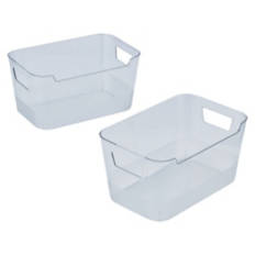 2 Pack Recycled Storage Small Bins, Clear