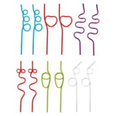 12 Piece Reusable Straws, Curly Straws