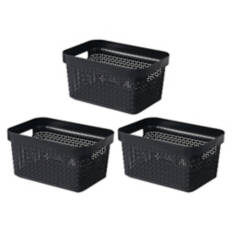 3 Pack Small Storage Baskets, Black