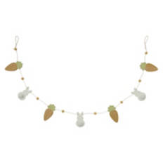 6.13' Long Easter Garland - Bunnies with Toile Print & Carrots