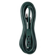 3 Outlets Outdoor Power Cord - 15 Feet, Green