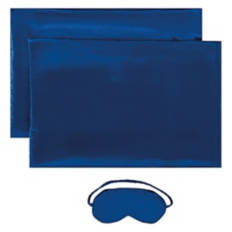 2 Pack Silky Soft Feel Satin Pillowcase & Eye Mask, Blue