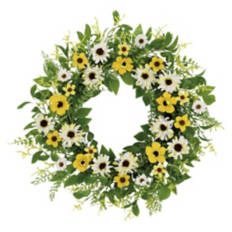 Spring Wreath - Yellow & White Flowers