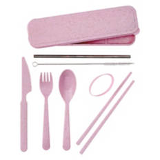 Reusable Cutlery Set with Case, Pink