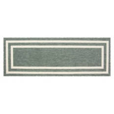 26" x 72" Flatweave Runner - Green Double Border