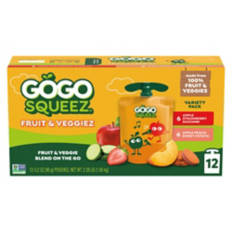 Variety Pack Fruit & Veggie Squeez - 12 pack, 3.2 oz Pouches