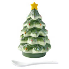 Ceramic Sugar Pot - Green Tree
