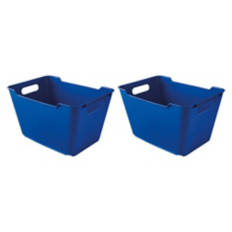 2 Pack Plastic Storage Bins, Blue, L