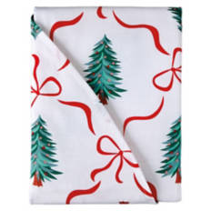 70" Round Holiday Cotton Tablecloth - Trees