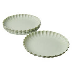 4 Pack Scalloped Dinnerware Salad Plates, Green