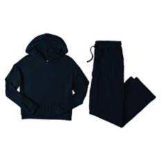 2 Piece Ladies Long Sleeve Loungewear Set - Black, L