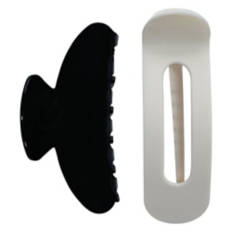 2 Pack Claw Clips, Black/Cream