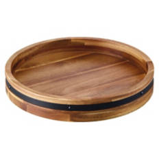 Wooden Lazy Susan with Metal Rim