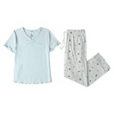 2 Piece Ladies Winter Pajama Set - Light Blue, L