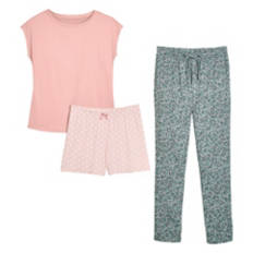 3 Piece Ladies Pajama Set - Orange, M