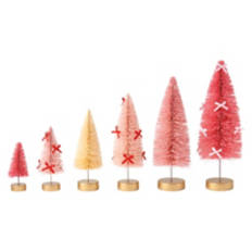 6 Piece Shades of Pink Bottlebrush Trees with Bow Accents