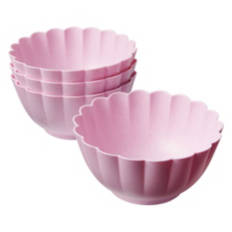 4 Pack Scalloped Dinnerware Bowls, Pink