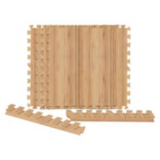 4 Pack Interlocking Foam Floor Tiles, Bamboo
