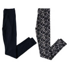 Ladies 2 Pack Soft Leggings - Black & Printed, L